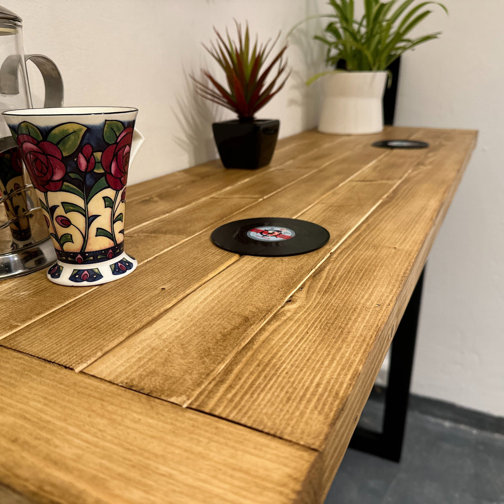 Industrial Style Breakfast Bar - Dark Oak