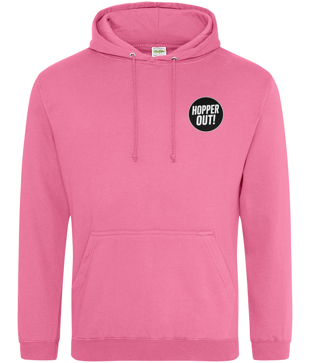 Hopper Out Hoodie - Funny Beer Lover Hoodie UK Unisex Cotton Pullover (Black, White, Pink, Blue)