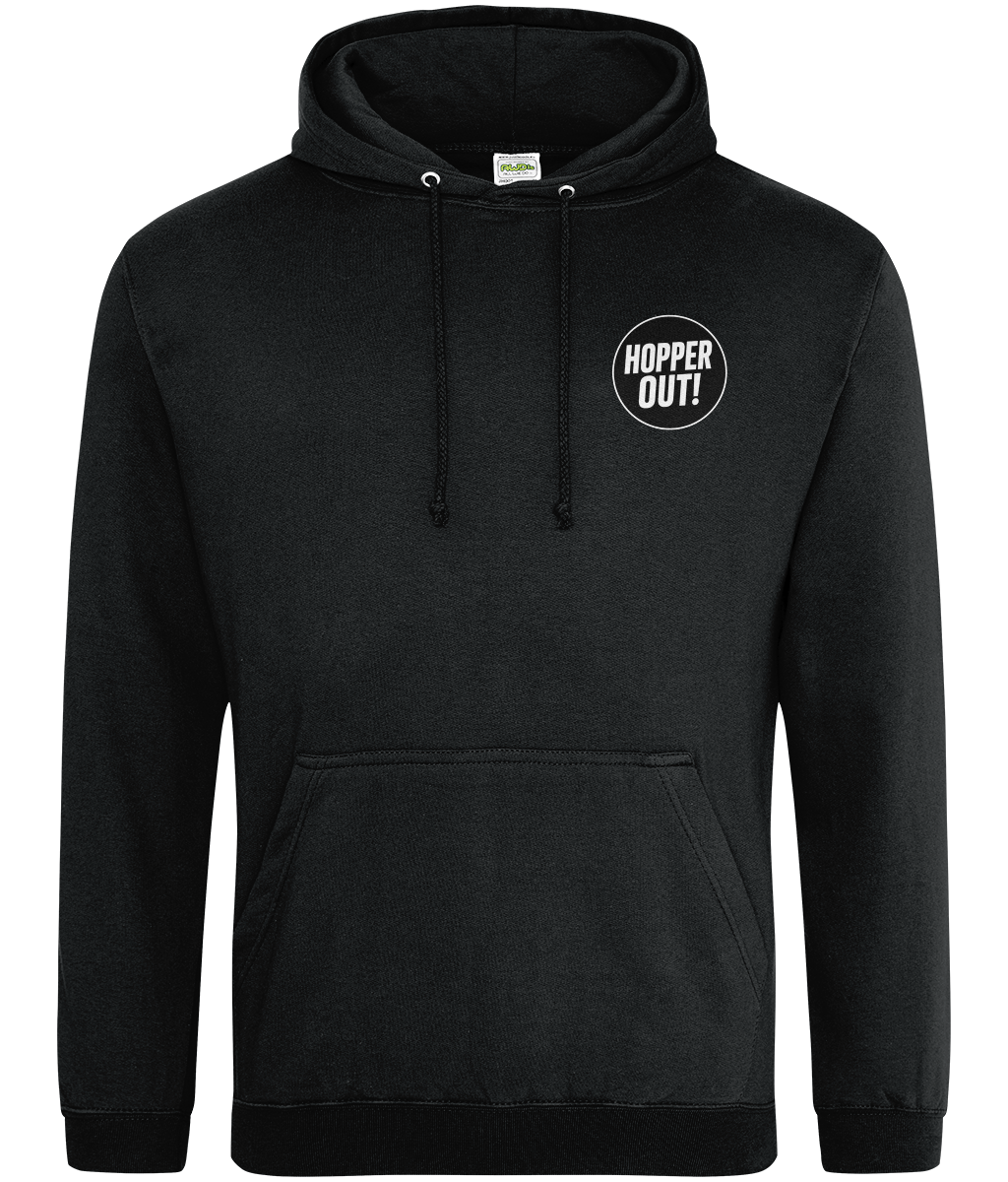 Hopper Out Hoodie - Funny Beer Lover Hoodie UK Unisex Cotton Pullover (Black, White, Pink, Blue)