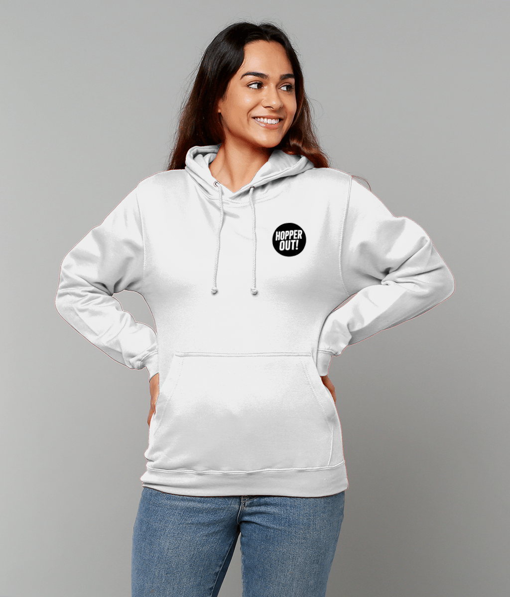 Hopper Out Hoodie - Funny Beer Lover Hoodie UK Unisex Cotton Pullover (Black, White, Pink, Blue)
