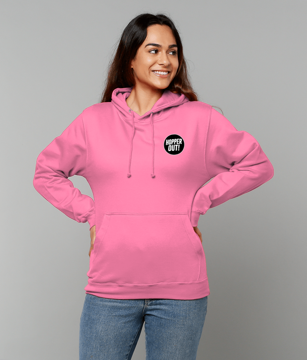 Hopper Out Hoodie - Funny Beer Lover Hoodie UK Unisex Cotton Pullover (Black, White, Pink, Blue)