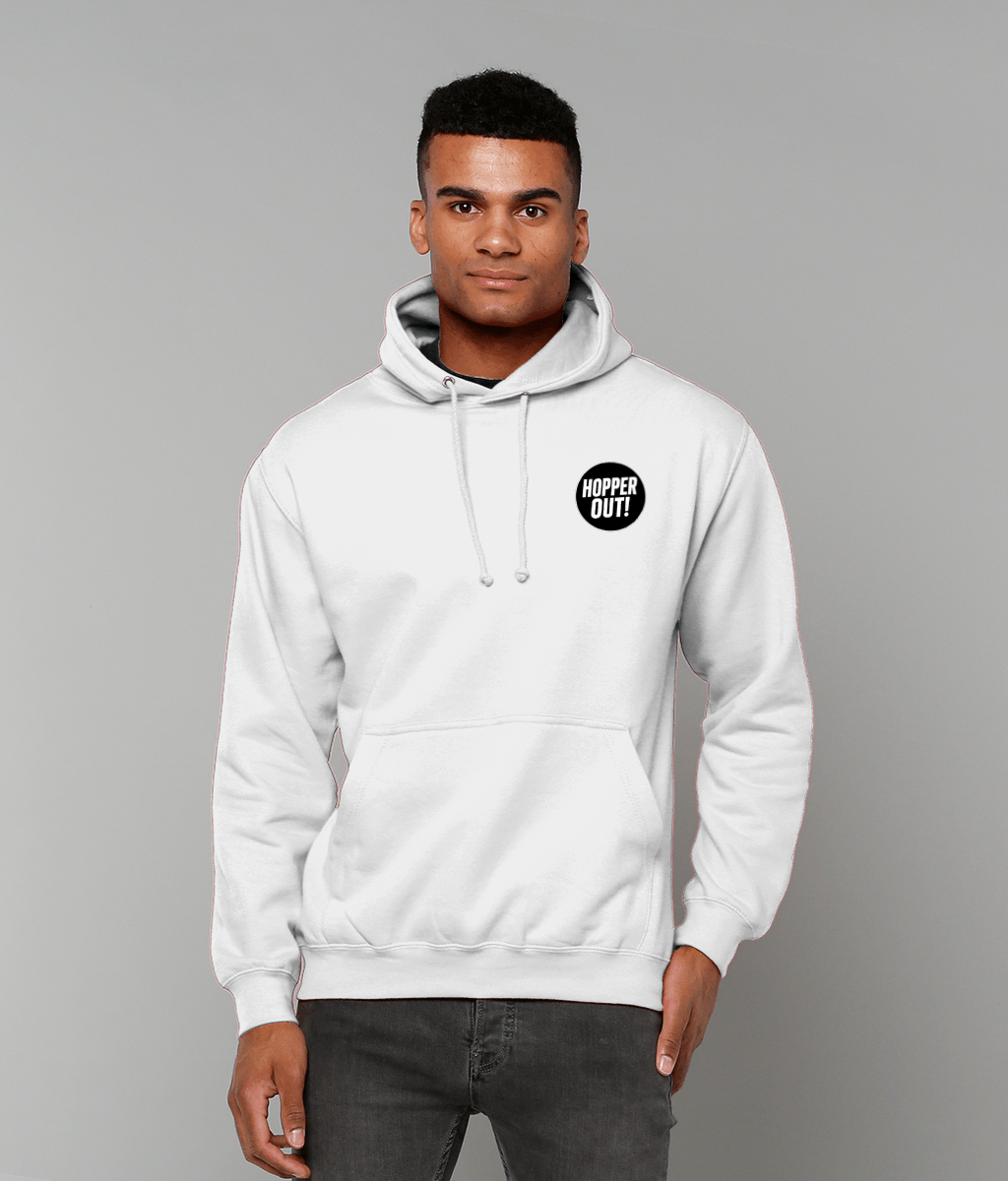 Hopper Out Hoodie - Funny Beer Lover Hoodie UK Unisex Cotton Pullover (Black, White, Pink, Blue)