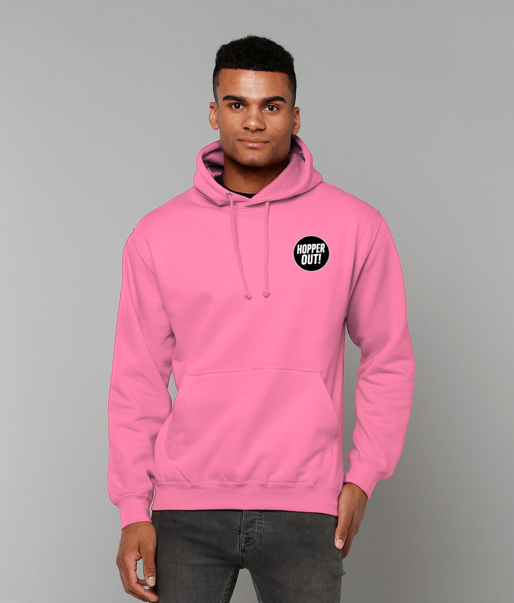 Hopper Out Hoodie - Funny Beer Lover Hoodie UK Unisex Cotton Pullover (Black, White, Pink, Blue)