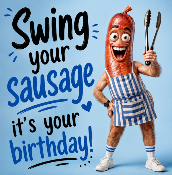 Swing Your Sausage, It’s Your Birthday! Funny Rude Birthday Card